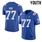 Youth Florida Gators #77 Andrew Mike NCAA Jordan Brand Royal Throwback Alternate Authentic Stitched College Football Jersey YIV6562UL